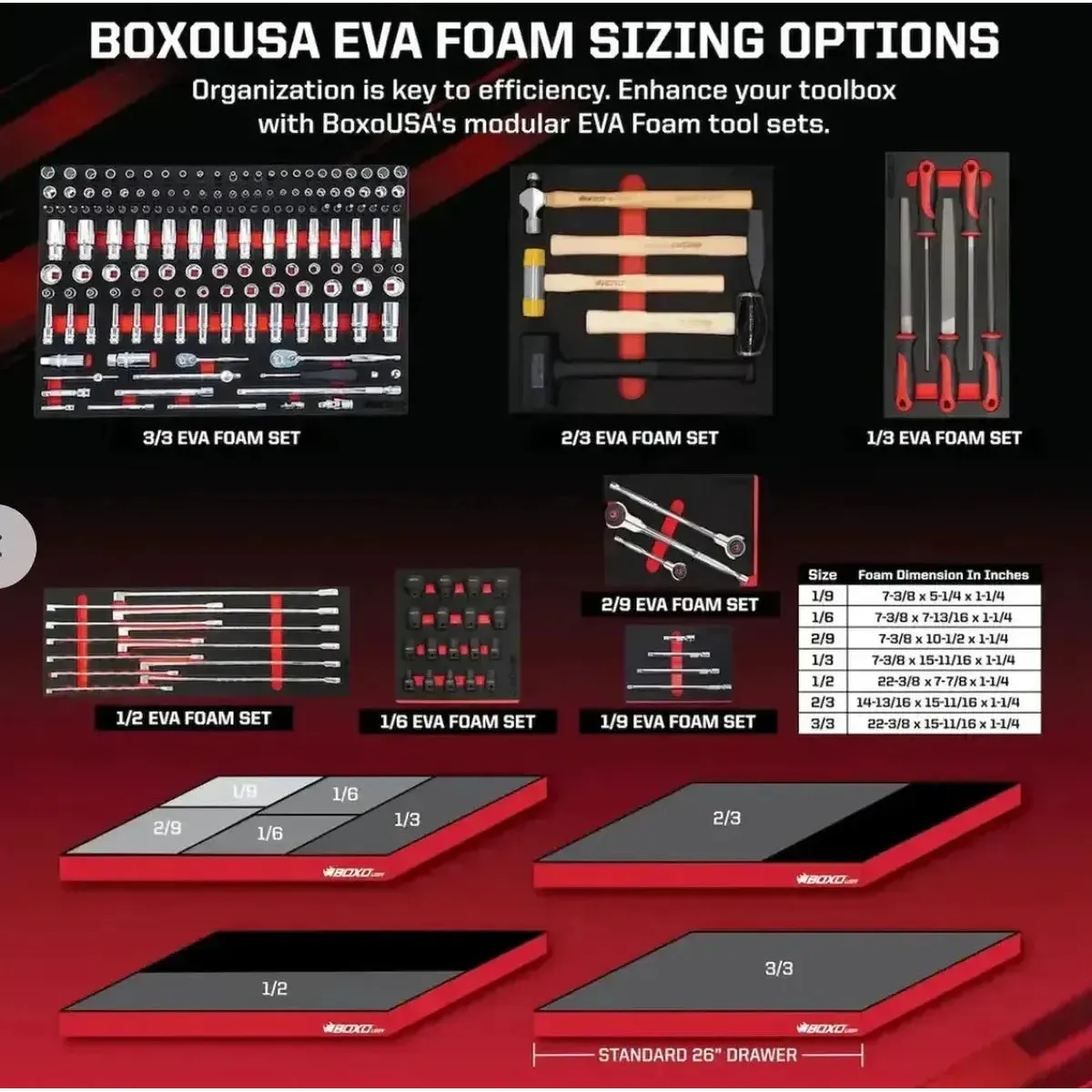 18-Piece 3/8" Drive 6-Point Metric Deep Impact Socket Set | 2/9 Drawer EVA Foam - Image 18
