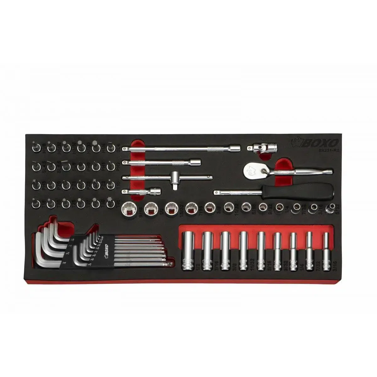 65-Piece 1/4" Drive SAE 12-Point Socket Set | 1/3rd EVA Foam